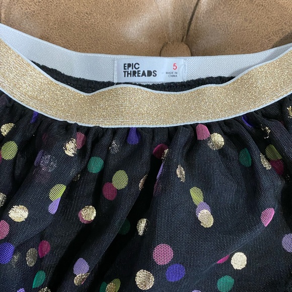 Epic Threads tutu skirt black and gold glitter polka dots size 5 - Picture 2 of 2